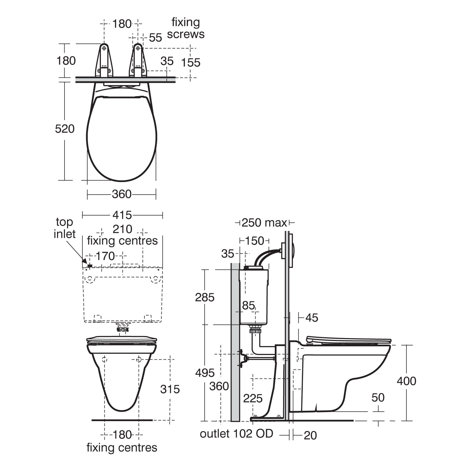 Armitage Shanks Sandringham 21 Wall Mounted toilet - The Sanitaryware