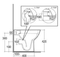 Chartham Beyond Back to Wall WC - CHWC121 Side elovation dims