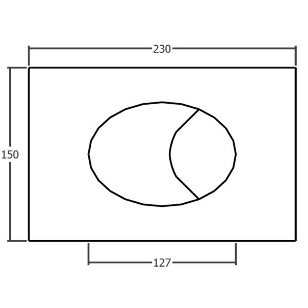 Dudley Miniflo concealed cistern: technical drawing of Oyster Push Button, The Sanitaryware Company