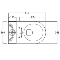 The Sanitaryware Company - Chartham close coupled toilet pack with dual flush push button, soft close seat and cover. Technical Drawing