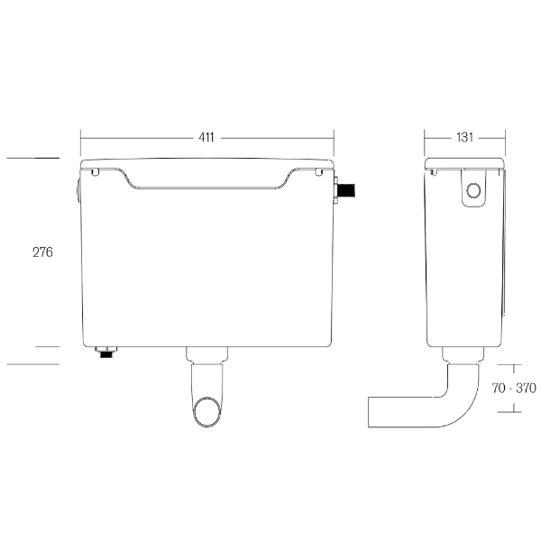 Dudley Miniflo concealed cistern – Technical Drawing