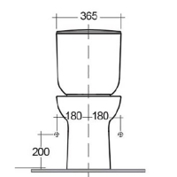 Chartham Beyond Rimless Close Coupled Toilet Pack - CHWC123 front elovation dims