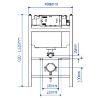 Wall hung toilet frame & dual flush cistern with Oyster Push Plate – Technical Drawing - The Sanitaryware Company