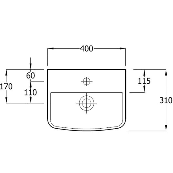 Langley 400 Wall Hung CTH Basin - LLWB101